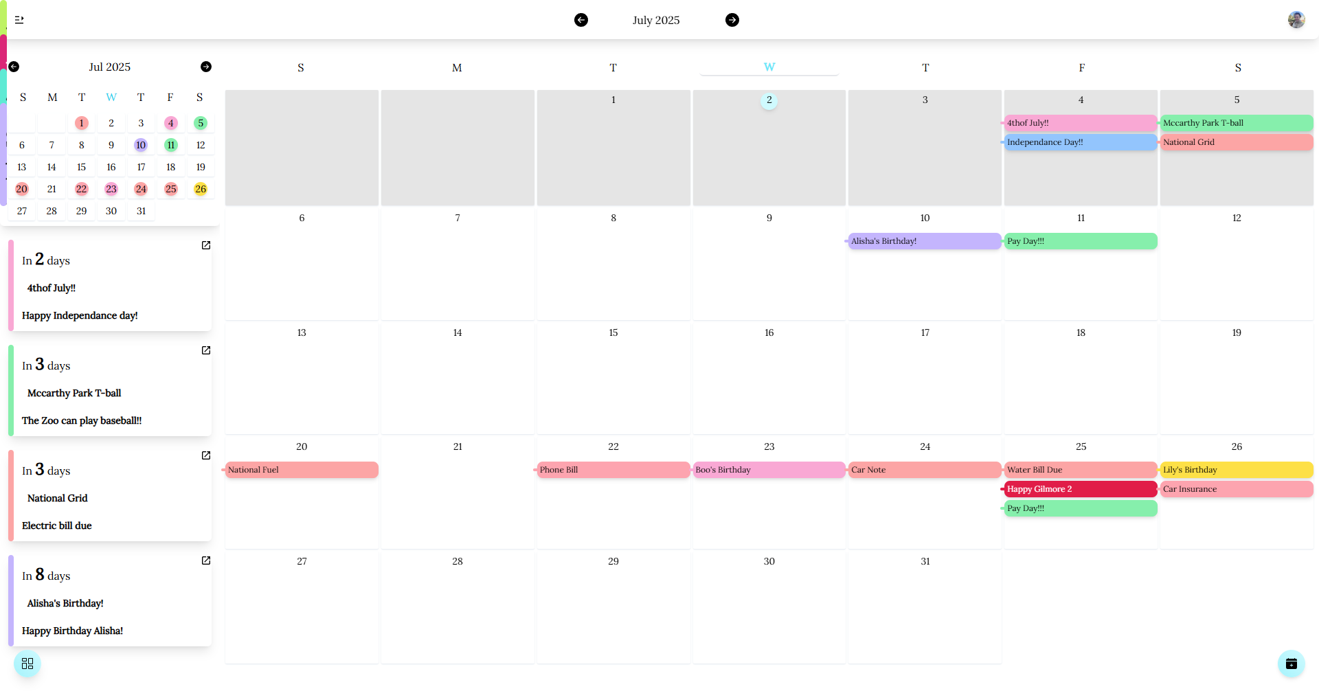 project Calendar Next Gen